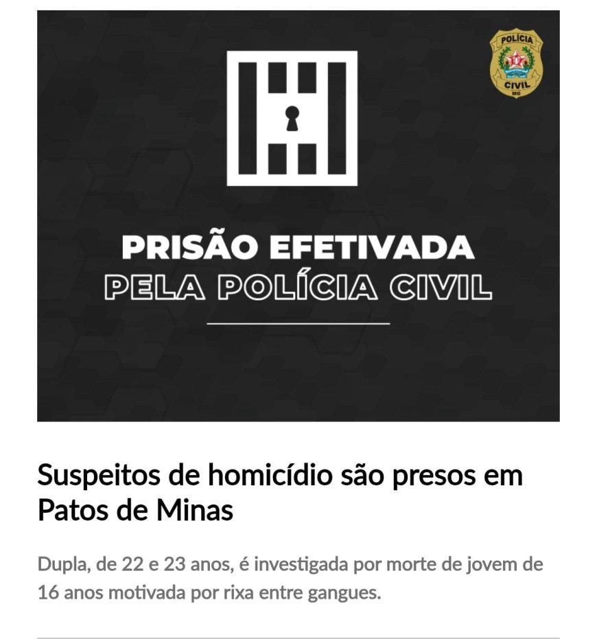Suspeitos de homicídio são presos em Patos de Minas