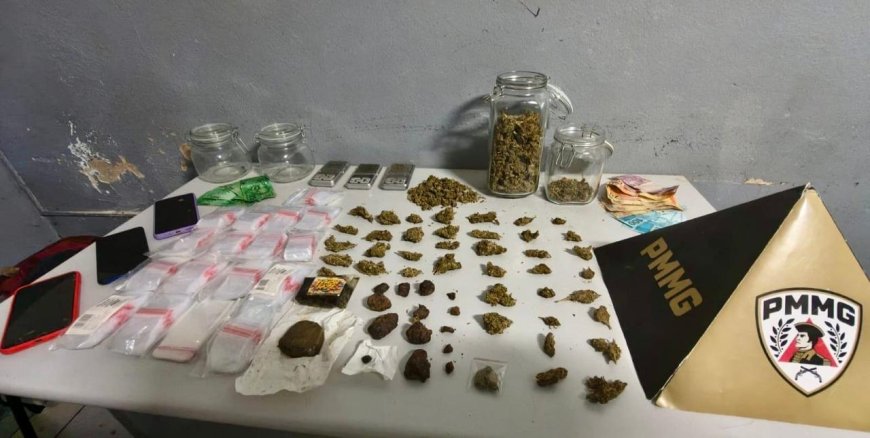 PM apreende grande quantidade de drogas e prende três suspeitos no bairro Lagoa Grande, em Patos de Minas