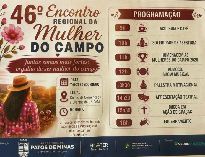 Encontro da Mulher do Campo será dia 7 de junho