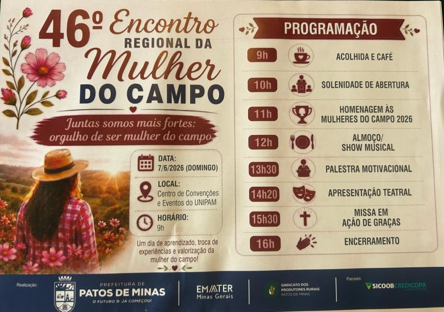 Encontro da Mulher do Campo será dia 7 de junho