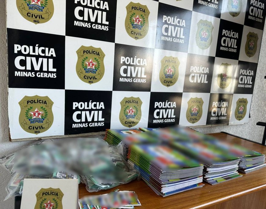 Ação da PCMG resulta na apreensão de figurinhas falsificadas da Copa do Mundo em Patos de Minas.