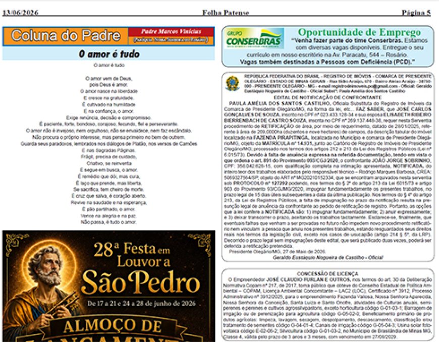 Folha Patense nº 1712 (130626) página 5  - Publicidade Legal
