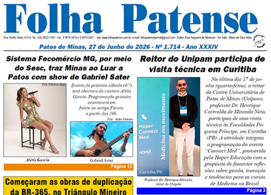 Folha Patense nº 1714, de 26 de junho de 2026.