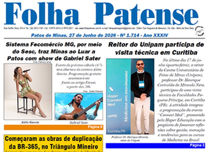 Folha Patense nº 1714, de 27 de junho de 2026.