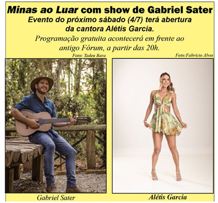 Minas ao Luar em Patos de Minas com show de Gabriel Sater